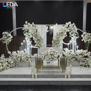LEDA Wedding <b>Party</b> & Banquet Events Decor Modern White Frame <b>Backdrop</b> Stand Round Hanging Flower Metal <b>Backdrop</b> - Product Image 3