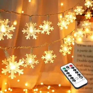 Christmas 8 Modes Decorative Lighting with Remote Twinkle Snowflake String Lights Battery Operated
