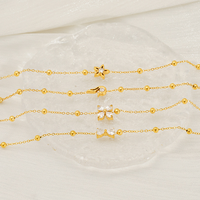 Bracelet en zircon en acier inoxydable plaqué or 18 carats avec breloques nœud, étoile et fleur, bracelet en zircone pour femme, bijoux
