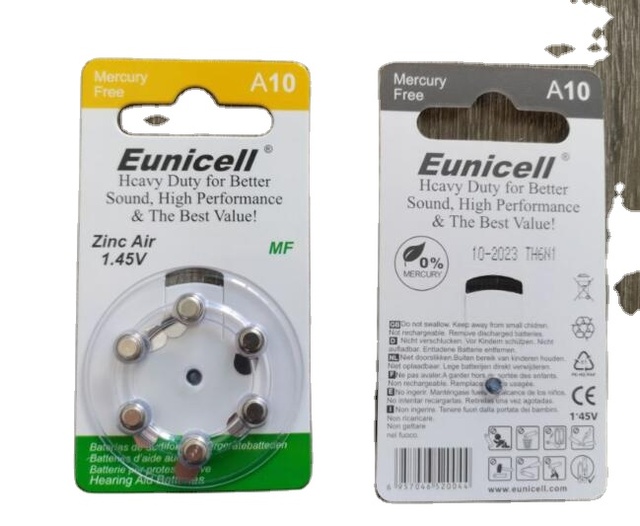 Great Eunicell Factory 1.45V A10 Zinc Air Battery Hearing Aid Batteries with Fast Quick Delivery