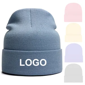 Berretto con Logo personalizzato da donna con berretto lavorato a maglia da uomo a basso prezzo cappello con teschio invernale personalizzato in tinta unita
