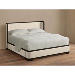 Base de Cama Moderna de Madera Maciza Tapizada en Tela Suave con Cabecera Curva - Product Image 4