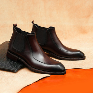 Bottes de cheville rétro pour homme 2025, style chevalier, marron, avec semelles épaisses et douces, pour printemps, automne/hiver, modèles de bottes longues - Product Image 2