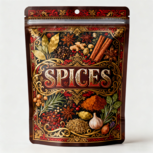 أكياس قائمة مخصصة من المصنع مطبوعة بألوان CMYK من رقائق الألومنيوم البلاستيكية المطفأة لتعبئة التوابل والحبوب والأطعمة - Product Image 1