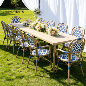 Hotel Outdoor Furniture Aluminium Teslin Armrest Chairs with <strong>Teak</strong> <strong>Table</strong> for Patio <strong>Dining</strong> - Product Image 3