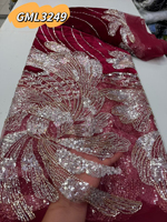 Tissu en dentelle africaine en velours de qualité supérieure avec perles et sequins de luxe pour vêtements de mariage sénégalais Inmyshop 2026