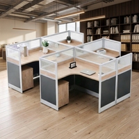 Bureau de direction en L moderne et simple pour postes de travail individuels avec bibliothèque intégrée ; Ensemble chaise et bureau pour personnel ; Poste de travail individuel ; Modèle de base avec cloisons
