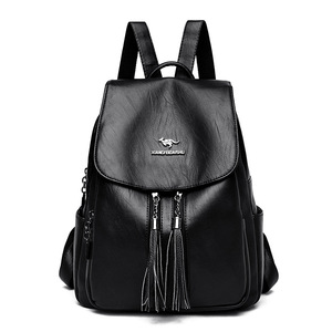 Casual <b>Backpack</b> School Bag for Girls Double Zipper Leisure Shoulder Bags Leather <b>Women's</b> <b>Backpack</b> - Product Image 1