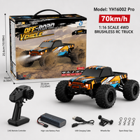 Camion de course RC électrique 4x4 à moteur brushless à l'échelle 1:16, 70 km/h, véhicule tout-terrain entièrement proportionnel, avec chargeur inclus, boîte cadeau