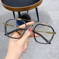 Gafas de Alta Gama con Bloqueo de Luz Azul para Hombre, Gafas Ópticas Transparentes con Marco Cuadrado Negro, Anti-radiación