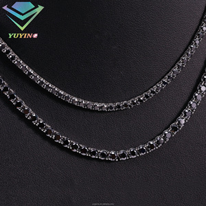 <b>Black</b> Moissanite Tennis <b>Chain</b> 925 Silver <b>Black</b> Rhodium Plated Hip Hop Bracelet Necklace for Men Women - Product Image 4