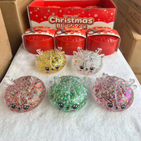 Nouveautés Jouets Squishy Pailletés de Noël en Forme de Boulette pour Adultes Anti-Stress 8,5 cm Perles à Presser Jouets Sensoriels Cadeaux de Fête