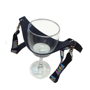 シルクプリントカップワイングラスホルダーストラップネックストラップ