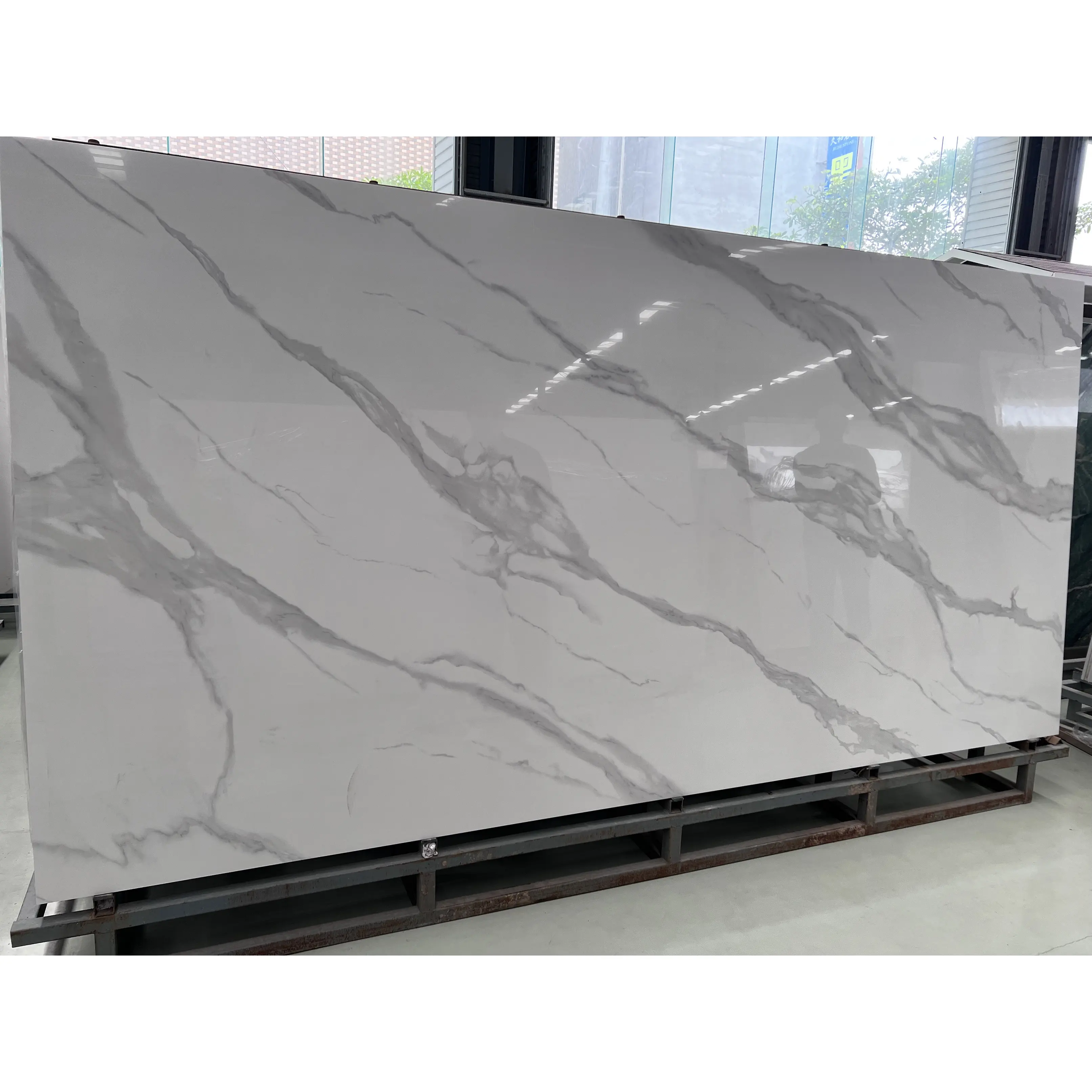 Italian Calacatta Sintered Stone Slabs Large Format Wall Tile Bathroom Vanity Top Marble Sintered Stone For TV Background