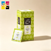 Boîte d'emballage en papier personnalisée avec logo, à fond auto-verrouillant, pour l'emballage de sachets de thé vert