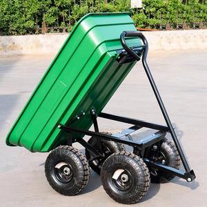 Chariot à benne basculante de jardin en plastique avec la capacité de charge 100kg TC4253 structure personnalisable d'OEM de chariot de remorque de <span class=keywords><strong>poly</strong></span> plateau à quatre roues - Product Image 3