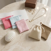 Sac en tissu à cordon de serrage en velours double face avec logo imprimé ZXF 7*9cm, pour l'emballage et le rangement de bijoux, possibilité de personnalisation