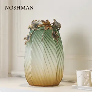 mahal bunga dalam ruangan Suppliers-NOSHMAN Grosir Hadiah Bisnis Berwarna Dekorasi Rumah Kristal Bunga Bening Dalam Jumlah Besar Vas Kaca Enamel