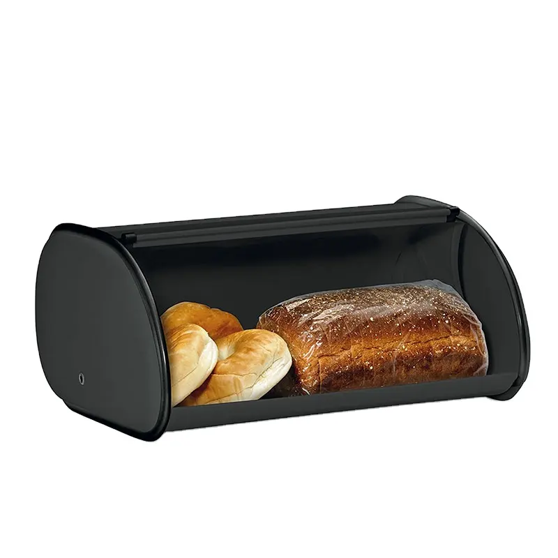 Classics Home Stainless Steel Cake Bread Box Kitchen Food Storage Container Black Bread Bin