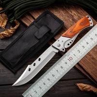 Couteau de camping pliable en acier déformable HK Model FB174, qualité industrielle, 19 cm, manche en bois de santal rouge, pour l'extérieur