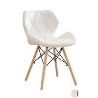 Chaise de salle à manger en cuir matelassée losanges, pieds en bois, style moderne, pour la maison, restaurant, café - Vente en gros usine