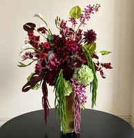 Susunan Bunga Bola Hydrangea Sutra Buatan Warna Merah Hijau 50cm Paling Laris untuk Dekorasi Pernikahan dan Rumah yang Populer