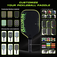 Raquettes de pickleball personnalisées JUSAIN Factory GEN 5, noyau en mousse de 16 mm d'épaisseur, surface texturée, vente en gros OEM