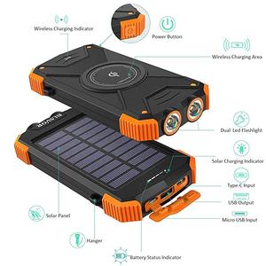 Banco de Energía <span class=keywords><strong>Solar</strong></span> Impermeable de 10000mAh, Portátil, con Doble USB, Carga Rápida de 20W, Batería de Litio-Polímero, Carga Inalámbrica, Micro USB - Product Image 4