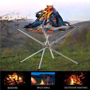 Foyer extérieur portable, poêle en acier pliable avec sac de transport pour le <span class=keywords><strong>camping</strong></span>, chauffage au bois, ustensiles de cuisine de <span class=keywords><strong>camping</strong></span> - Product Image 1