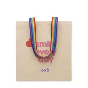 Sac fourre-tout en coton 180 g/m² personnalisé avec logo imprimé numériquement, couleurs mélangées, poignées arc-en-ciel, pour usage quotidien et rentrée scolaire - Product Image 1