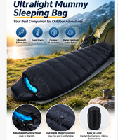 Sac de couchage confortable de type momie en nylon blanc 90% pour adultes, camping en plein air, portable, chaud, hiver, ultraléger, par temps froid