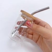 Nouvelle arrivée US entrepôt mini verre mignon peut tasse avec couvercle en bambou et paille clair et givré 3.5oz bricolage sublimation blanc