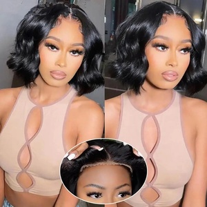 วิกผมบ๊อบสั้นแบบลอนธรรมชาติ  <span class=keywords><strong>ผม</strong></span>แท้บราซิล  คุณภาพสูง  HD โปร่งใส  สำหรับวิกแบบติดกาวด้านหน้า  ไม่ต้องใช้กาว  สำหรับผู้หญิงผิว<span class=keywords><strong>สี</strong></span> - Product Image 2