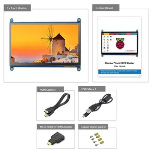 Monitor tft lcd de alta qualidade, 7 polegadas, touch screen, 800x480, mini hdmi, display lcd, compatível com raspberry pi 400 4 3b + 3b, windows, pc