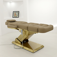 Table de massage électrique à 3 moteurs marron, réglable en hauteur, moderne, pour salon, avec éponge haute densité, PVC, certifiée CE, pour spa médical