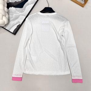 Camiseta de manga larga con cuello redondo y puños en contraste, corte ajustado, básica para uso diario informal - Product Image 4