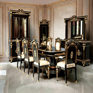 Juego de comedor clásico de 8 plazas para área de comedor, juego de comedor barroco de lujo con vitrina a precios asequibles - Product Image 1