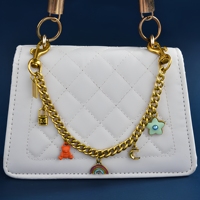 Gantungan Tas Logam Berbentuk Beruang Kartun Lucu dengan Bunga Pelangi, Liontin Enamel, Hiasan Rantai Tas, Ornamen Fashion, Hadiah untuk Anak Perempuan dan Wanita