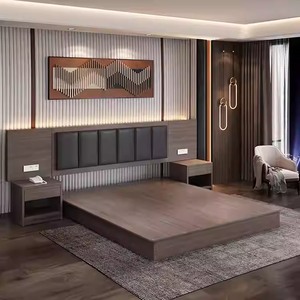 Economy Hotel Bedroom Furniture Full Room Sets Twin <b>Double</b> <b>King</b> <b>Size</b> Wood <b>Bed</b> Frame with Headboard Nightstand TV Cabinet Closet - Product Image 4