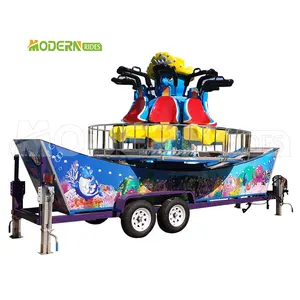 Indoor And Outdoor Children's Quality Family Rides Trailer Mounted Amusement Rides Trailer Octopus Mini Flying Car Kids For Sale