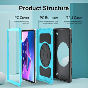 Étui de tablette robuste hybride anti-rayures avec support rotatif à 360 degrés pour <span class=keywords><strong>Lenovo</strong></span> M10 Plus 3ème génération 10,6 pouces Étui TB-125FU TB-128FU TB-128XU - Product Image 3