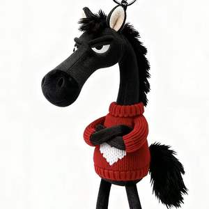 Nuevo Llavero de Peluche de Caballo Mascota <span class=keywords><strong>2026</strong></span>, Amuletos de Caballo Negro y Rojo, Muñecos de Peluche, Llaveros, Colgantes para Bolsos, Regalos para Niños - Product Image 3
