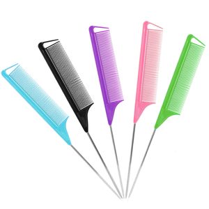 Peigne à queue de rat antistatique et résistant à la chaleur pour salon de coiffure, peigne à queue métallique en carbone pour tressage, vente en gros - Product Image 2