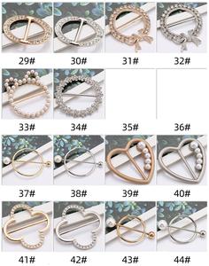 قميص تي شيرت عصري معدني مستدير ومربع مشبك خواتم للملابس حلقة ربط مع رينجستون ولؤلؤة للسيدات وشاح تي شيرت - Product Image 4