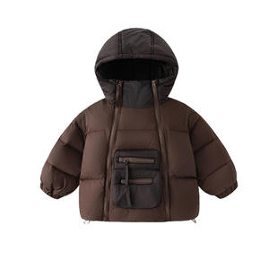 Veste pour enfants 2025 Vêtements <span class=keywords><strong>d</strong></span>'hiver chauds Garçons Style coréen Mode Double fermeture éclair Blanc <span class=keywords><strong>Oie</strong></span> Garment teint à la teinture Capuche - Product Image 1