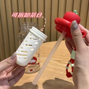 Cute Cartoon Straw Water Cup 600ml With Tea Infuser For Students - Product Image 1