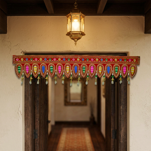 Traditional Hanging Decorative <b>Door</b> Toran with <b>Mirror</b> Work & Tassels Embroidered Bandhanwar for Home Festival Wedding Decor - Product Image 3