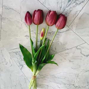 Высококачественные мягкие резиновые цветы, искусственные тюльпаны на ощупь для свадебного букета, декор для домашней вечеринки