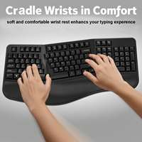 Claviers ergonomiques personnalisés Wave Keys 2.4G Clavier ergonomique sans fil silencieux sans fil avec repose-mains rembourré