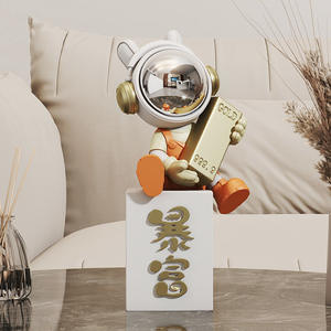 Figura de Resina de Astronauta Moderna, Decoración Auspiciosa con la Frase 'Get Rich', Adorno de Astronauta de Moda para Sala de Estar, Entrada, Dormitorio - Product Image 6